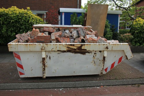 Construction site with waste materials in Kentish Town