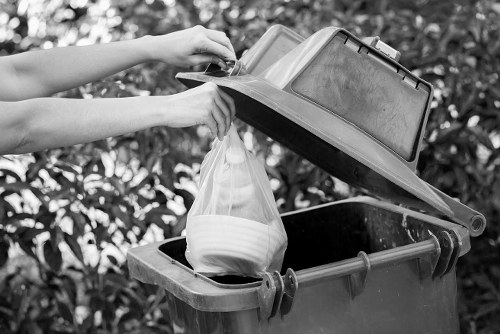 Recycling materials being processed at a waste management facility